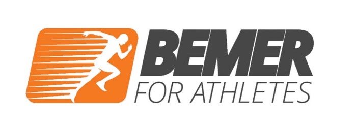 Logotipo de BEMER for Athletes con silueta naranja de un corredor